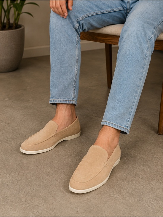 J. Crew NWT Men\'s Light Tan Suede Slip-On Loafers main image 6